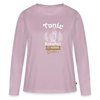 Tonic Sans alcool est en quelque sorte Ginlos Gin - T-shirt manches longues Premium bio Femme - rose poudré - Devant - Julia (174cm)