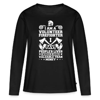 Pompiers volontaires - T-shirt manches longues Premium bio Femme - noir - Devant - Julia (174cm)