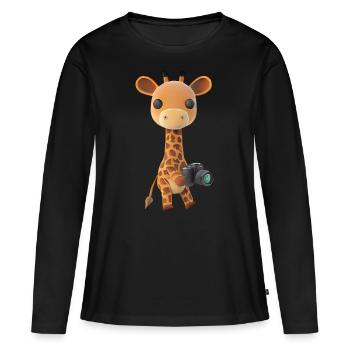 Photographier Safari Girafe - T-shirt manches longues Premium bio Femme - noir - Devant - Julia (174cm)