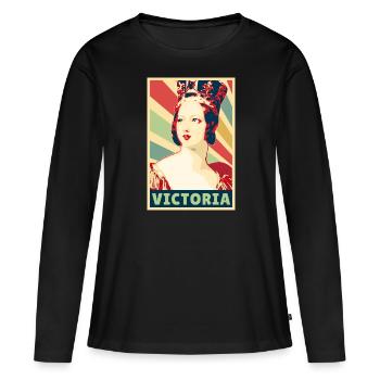 Victoria Queen of Inglaterra colores vintage - T-shirt manches longues Premium bio Femme - noir - Devant - Julia (174cm)