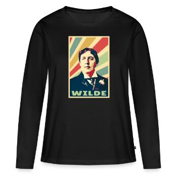 Oscar Wilde Vintage Colores - T-shirt manches longues Premium bio Femme - noir - Devant - Julia (174cm)