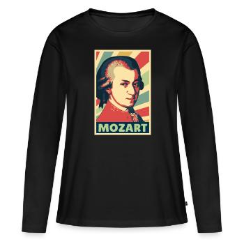 Mozart Vintage Farben - Frauen Premium Bio Langarmshirt - Schwarz - Vorne - Julia (174cm)