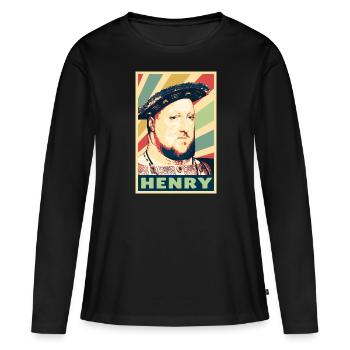 Rey Henry 8 colores vintage - T-shirt manches longues Premium bio Femme - noir - Devant - Julia (174cm)