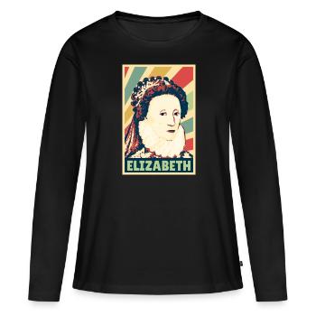Elizabeth Queen of Inglaterra colores vintage - T-shirt manches longues Premium bio Femme - noir - Devant - Julia (174cm)