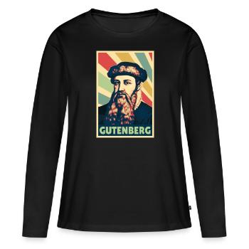 Johannes Gutenberg Colores vintage - T-shirt manches longues Premium bio Femme - noir - Devant - Julia (174cm)