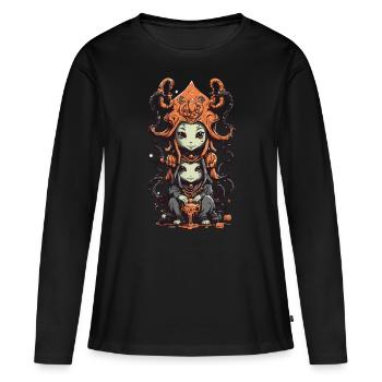 Slimy Cartoon Monster Halloween Point culminant - T-shirt manches longues Premium bio Femme - noir - Devant - Julia (174cm)