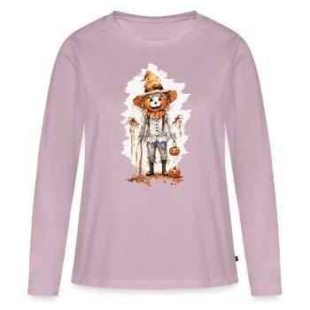 Épouvantail magique Halloween Cottagecore - T-shirt manches longues Premium bio Femme - rose poudré - Devant - Julia (174cm)