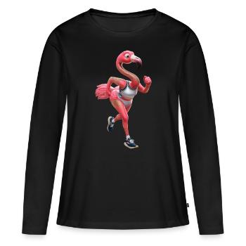 Flamingo Runner Jogging Running Sports Sportswoman - Women's Premium Organic Long Sleeve Shirt - black - Front - Julia (174cm)