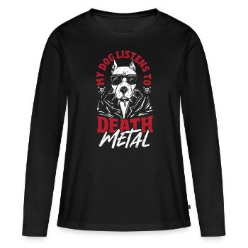 Metalhead Headbanger Musique lourde Death Metal Chien - T-shirt manches longues Premium bio Femme - noir - Devant - Julia (174cm)