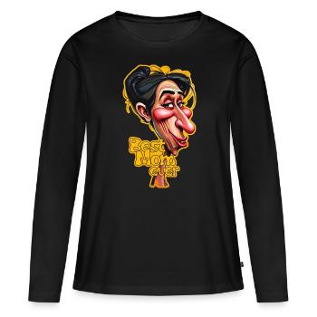 Caricature of a woman - Best Mom ever 1 - Frauen Premium Bio Langarmshirt - Schwarz - Vorne - Julia (174cm)