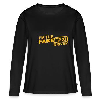 FAKE Taxi Driver - Frauen Premium Bio Langarmshirt - Schwarz - Vorne - Julia (174cm)