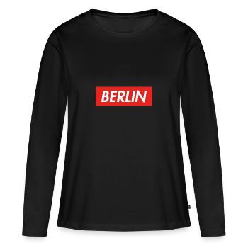BERLIN - Women's Premium Organic Long Sleeve Shirt - black - Front - Julia (174cm)