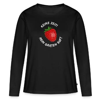 Garten | Gärtnerin | Gärtner | Erdbeere | Spruch - Frauen Premium Bio Langarmshirt - Schwarz - Vorne - Julia (174cm)