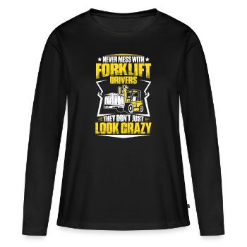 Conducteur de chariot élévateur élévateur - T-shirt manches longues Premium bio Femme - noir - Devant - Julia (174cm)