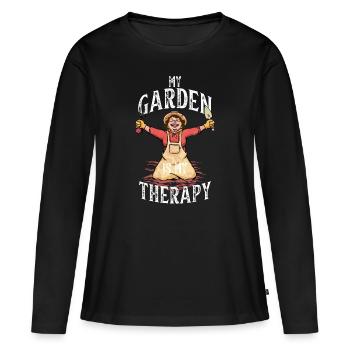 JARDIN JARDIN - T-shirt manches longues Premium bio Femme - noir - Devant - Julia (174cm)
