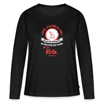 Je prévois de faire de la voile - T-shirt manches longues Premium bio Femme - noir - Devant - Julia (174cm)