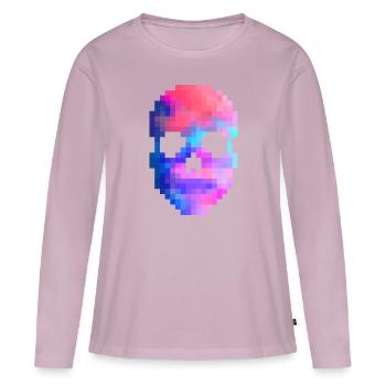 Pixel Schädel - Frauen Premium Bio Langarmshirt - Altrosa - Vorne - Julia (174cm)