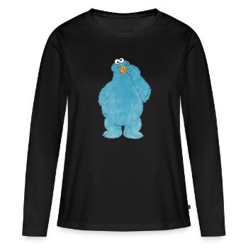 5 Rue Sésame Macaron Grignote - T-shirt manches longues Premium bio Femme - noir - Devant - Julia (174cm)