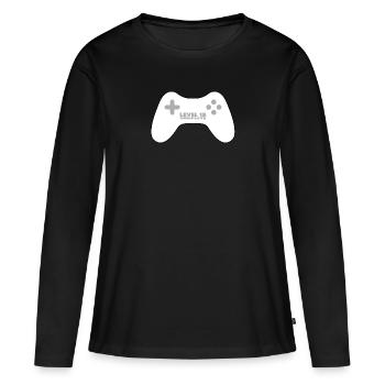 Level 18 completed - white gamepad, gamepad - Women's Premium Organic Long Sleeve Shirt - black - Front - Julia (174cm)