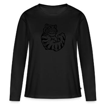 biceps tigrés - T-shirt manches longues Premium bio Femme - noir - Devant - Julia (174cm)