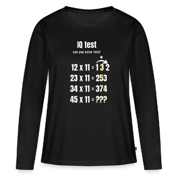 Test de QI - Mathématiques - T-shirt manches longues Premium bio Femme - noir - Devant - Julia (174cm)