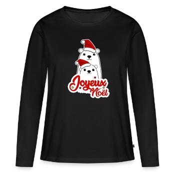 Joyeux Noel Noël fêter noël - T-shirt manches longues Premium bio Femme - noir - Devant - Julia (174cm)