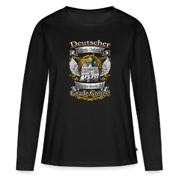 Stolzer Preuße – Heimat und Tradition durch Gott - Frauen Premium Bio Langarmshirt - Schwarz - Vorne - Julia (174cm)
