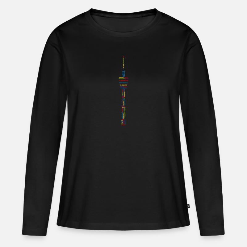 Stuttgart Fernsehturm (bunt) - Frauen Premium Bio Langarmshirt - Schwarz