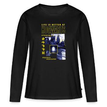 Harry Potter La Vie Est Plus Belle À Poudlard - T-shirt manches longues Premium bio Femme - noir - Devant - Julia (174cm)