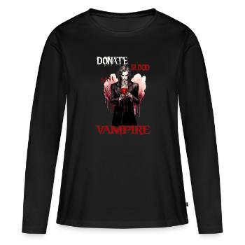 Halloween Design - donner du sang sauver un vampire - T-shirt manches longues Premium bio Femme - noir - Devant - Julia (174cm)