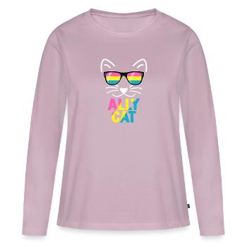Ally Cat Pansexual Stuff Pan Pride Flag LGBTQ - T-shirt manches longues Premium bio Femme - rose poudré - Devant - Julia (174cm)