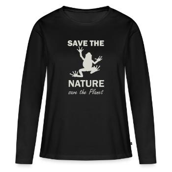 save the nature save the planet naturschutz - T-shirt manches longues Premium bio Femme - noir - Devant - Julia (174cm)