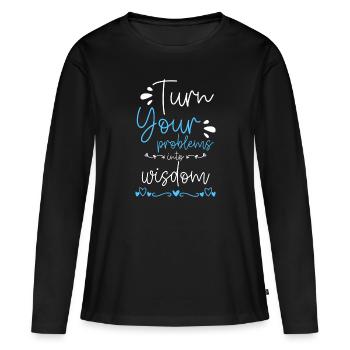 Problem Spaß Kein Problem Motto - Frauen Premium Bio Langarmshirt - Schwarz - Vorne - Julia (174cm)