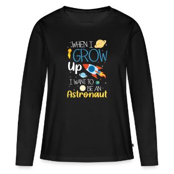 Espace Espace SpaceShip Planet - T-shirt manches longues Premium bio Femme - noir - Devant - Julia (174cm)