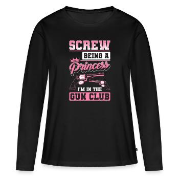 Club de tir Munitions Tireur sportif - T-shirt manches longues Premium bio Femme - noir - Devant - Julia (174cm)
