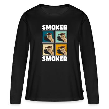 Le tabac ne peut pas vapoter - T-shirt manches longues Premium bio Femme - noir - Devant - Julia (174cm)