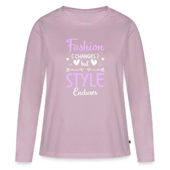 Défilé de vêtements de mode - T-shirt manches longues Premium bio Femme - rose poudré - Devant - Julia (174cm)