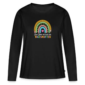 Tagesmutter Tagesmama Tagesmütter Tages Mutter - Frauen Premium Bio Langarmshirt - Schwarz - Vorne - Julia (174cm)