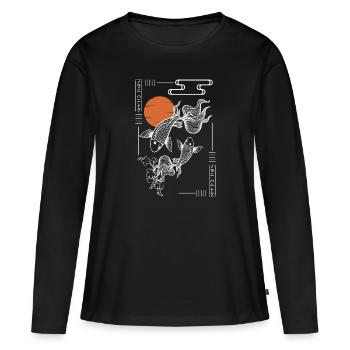 Samouraï de l’Orient - T-shirt manches longues Premium bio Femme - noir - Devant - Julia (174cm)