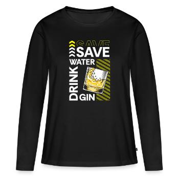 Gin Drinks Drink Long Drink - Women's Premium Organic Long Sleeve Shirt - black - Front - Julia (174cm)