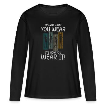 Modeliebhaber Style Neu Modisch - Frauen Premium Bio Langarmshirt - Schwarz - Vorne - Julia (174cm)