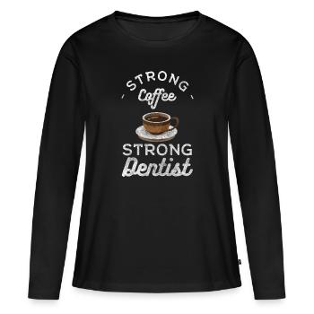 Spécialiste des dents Mâchoire - T-shirt manches longues Premium bio Femme - noir - Devant - Julia (174cm)