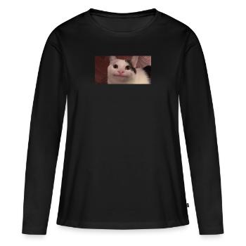 meme cat - T-shirt manches longues Premium bio Femme - noir - Devant - Julia (174cm)