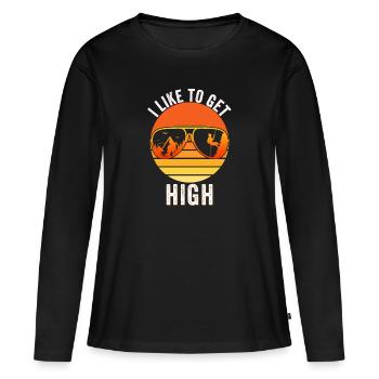 Ich werde gerne high - Retro Vintage Klettern - Frauen Premium Bio Langarmshirt - Schwarz - Vorne - Julia (174cm)