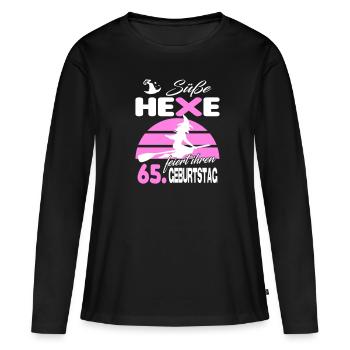 65 Jahre Geburtstag Frau Hexe Süß Süss Jahrestag - Frauen Premium Bio Langarmshirt - Schwarz - Vorne - Julia (174cm)