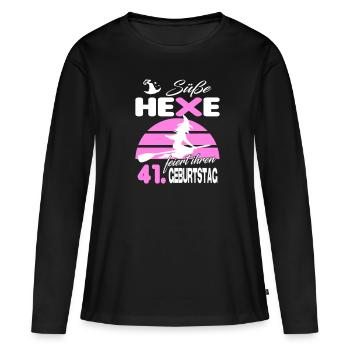 41 Jahre Geburtstag Frau Hexe Süß Süss Jahrestag - Frauen Premium Bio Langarmshirt - Schwarz - Vorne - Julia (174cm)