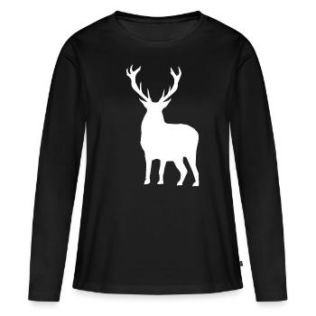 Silhouette de cerf - T-shirt manches longues Premium bio Femme - noir - Devant - Julia (174cm)