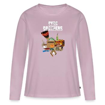 Frères Pyro - T-shirt manches longues Premium bio Femme - rose poudré - Devant - Julia (174cm)