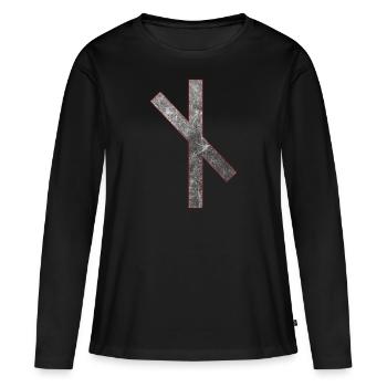 Rune Naudiz N - T-shirt manches longues Premium bio Femme - noir - Devant - Julia (174cm)
