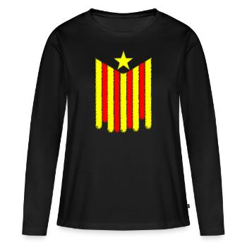 Drapeau Catalan - T-shirt manches longues Premium bio Femme - noir - Devant - Julia (174cm)